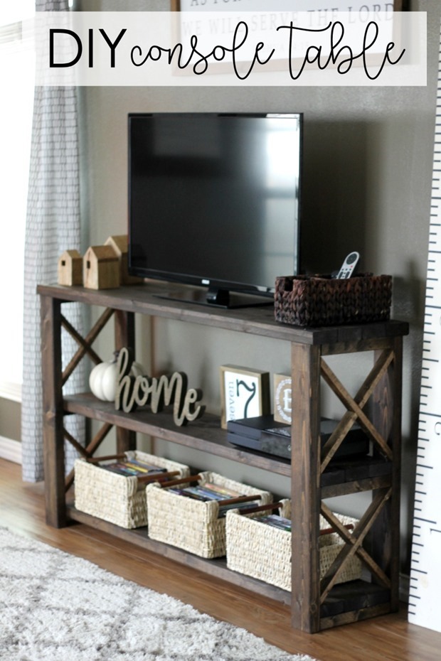 DIY Console Table by GingerSnapCrafts.com #LifeStorageDIY #DIY