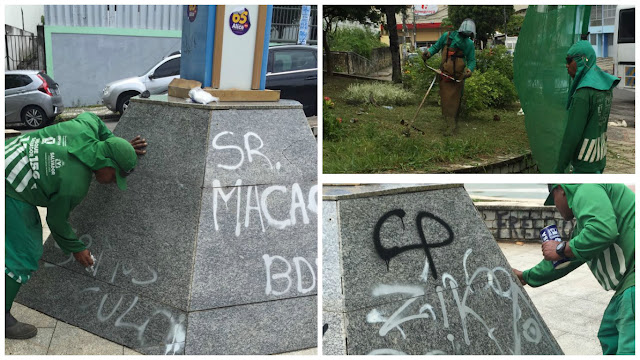 Lamentável o que esses pichadores estão fazendo nos equipamentos do bairro 