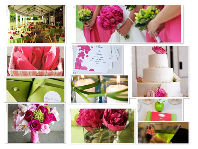 Deep Pink Chartreuse Lime Green Tropical Wedding