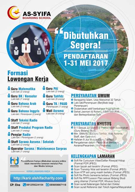 Pamflet Penerimaan Guru di As-Syifa Boarding School