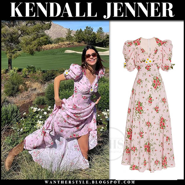 Kendall Jenner in pink floral print dress
