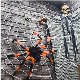 Outdoor Halloween Decorations, Scary Spider with Spider Web, Best for Halloween Party Decorations, Party Favors