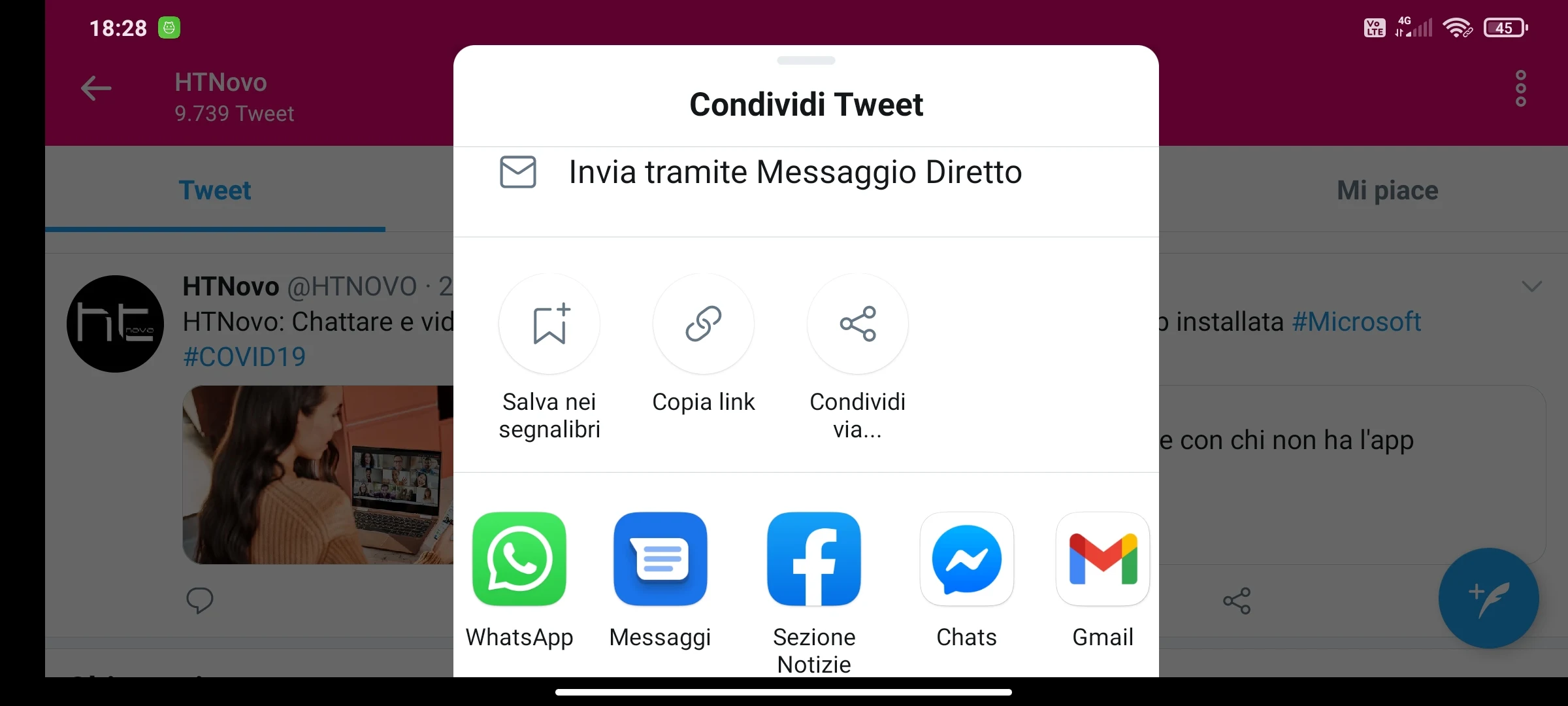 Twitter ottiene il nuovo menu di condivisione su Android