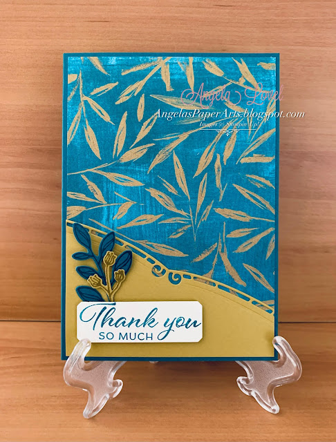 Angela's PaperArts: Stampin Up Elegant Borders dies and Fresh as a Daisy angled thank you card.