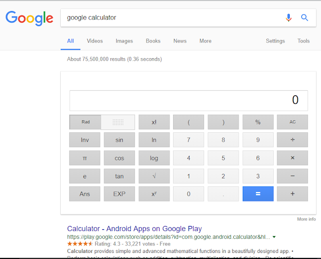 Google Calculator google trick