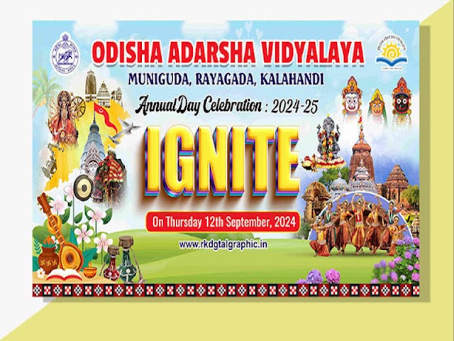Annual Day Celebration PSD Template for Odisha Adarsha Vidyalaya: Editable & High-Quality