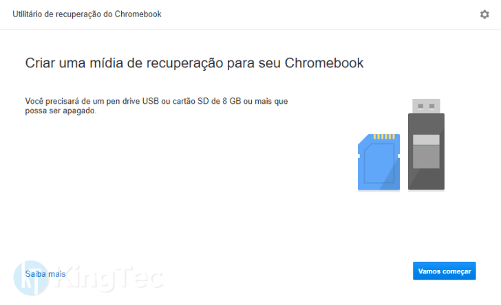 Tela inicial da instalação do ChromeOS Flex em seu computador ou notebook