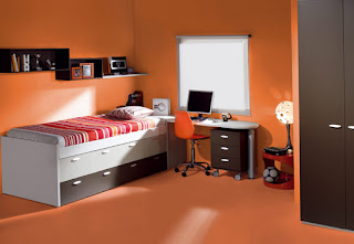 Habitación naranja adolescente