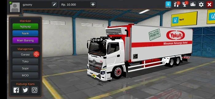 MOD BUSSID Truck Hino 500 Box Yakult Full Anim