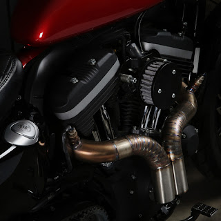 vertical twins exhaust by kinetic motorcycles on complete engine