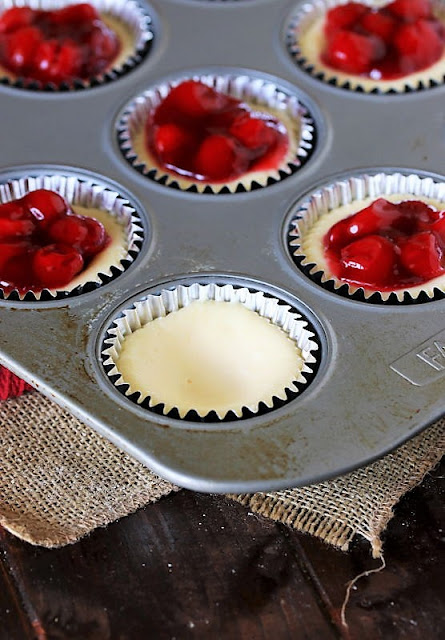 Baked Mini Cherry Cheesecakes Image