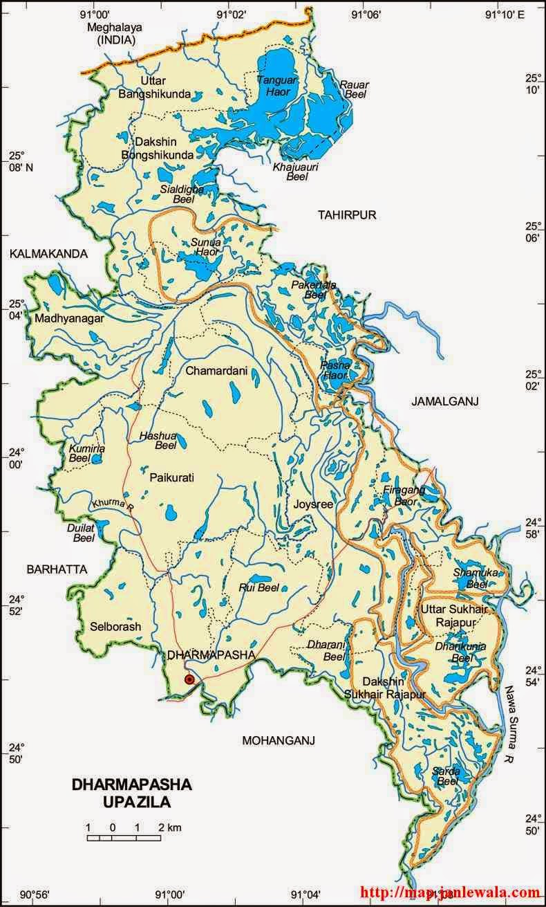 dharmapasha upazila map of bangladesh