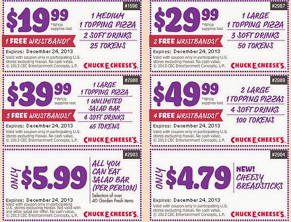 free pizza coupons from chuckecheese