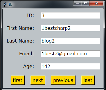 Make MySQL Database Data Navigation Buttons In Python Tkinter