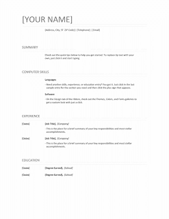 Resume template, Word