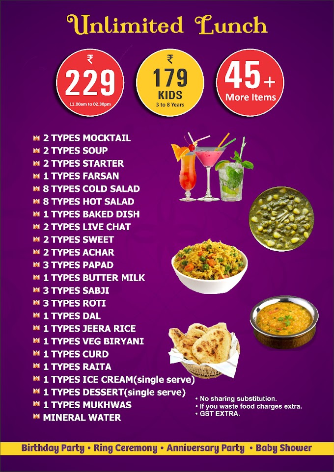 Unlimited Lunch Offer at Mayur Restaurant 