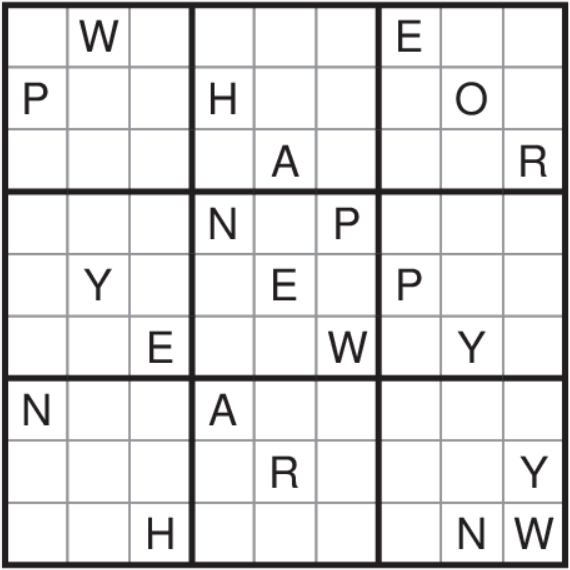 get set go puzzle no 134 alphabet sudoku happy new year
