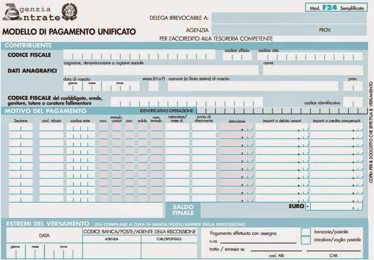 Istruzioni Modello F24 Semplificato E Codici Tributo Per