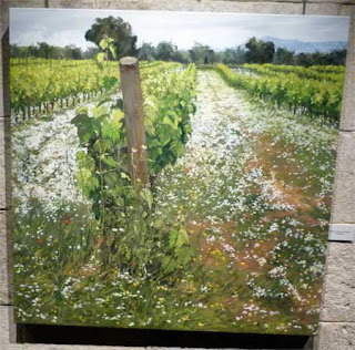 Esguard de Dona - Vinyes a la primavera quadre de Maria Teresa Baltasar, Exposició Entre Vinyes Capella de Sant Joan Vilafranca del Penedès