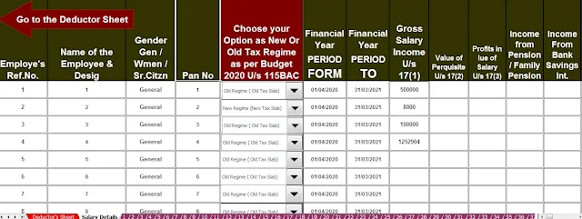 Income Tax Sections Sheet