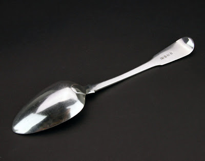 ANTIQUE 19thC CHINESE EXPORT SILVER TABLE SPOON, SUNSHING, CANTON c.1800