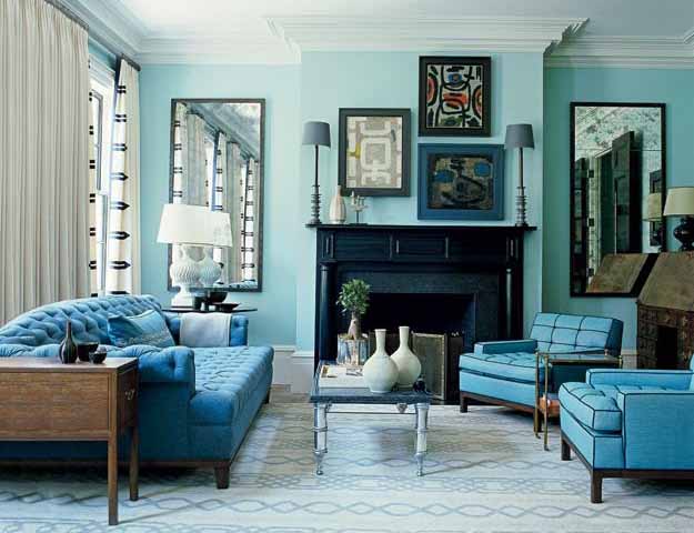 50 Dekorasi Interior Ruang  Tamu Dengan Warna Cat  Biru 
