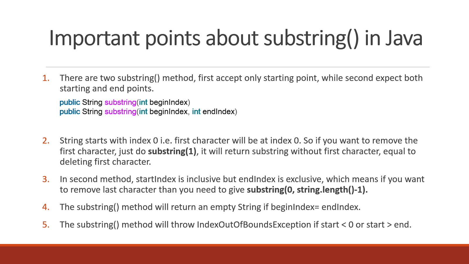 5 Examples of substring() in Java | Java67