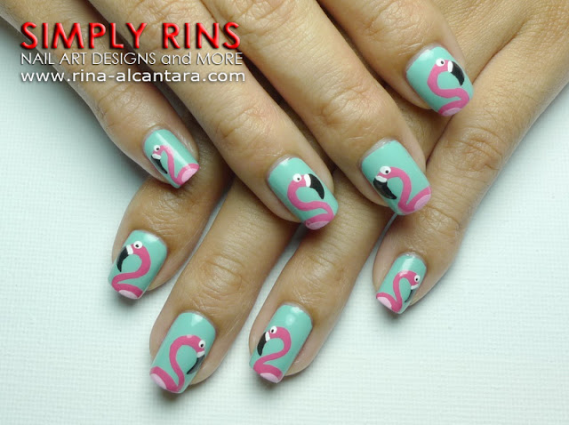Fun With Flamingos Nail Art Design