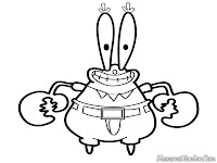 Lembar Mewarnai Gambar Tuan Krabs Tertawa Lebar