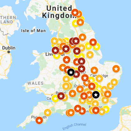 England's 100 largest towns and cities