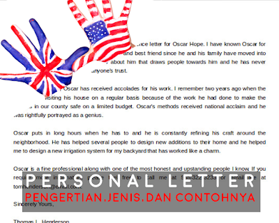 Personal Letter | PENGERTIAN BESERTA JENIS DAN CONTOHNYA