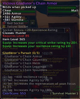 Vicious Gladiator's Chain Armor is a level 85 PVP hunter chest armor 