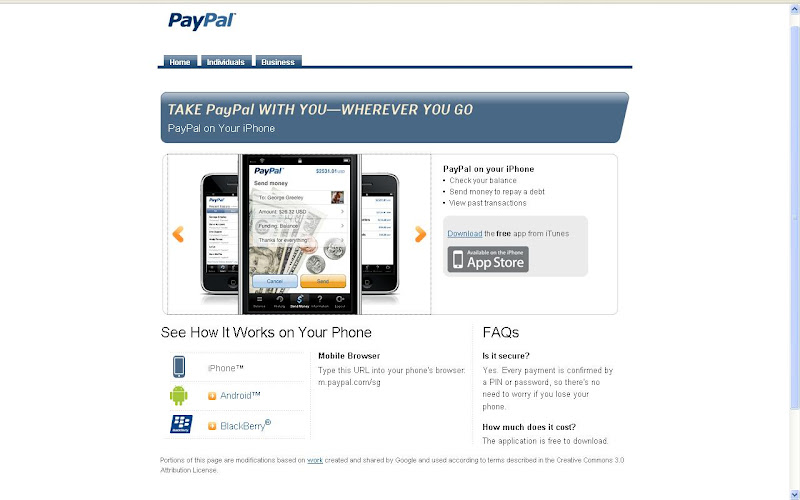 Paypal Mobile Website