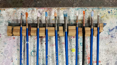 Verna Vogel oil colour studies - here are my brushes with the colours on them