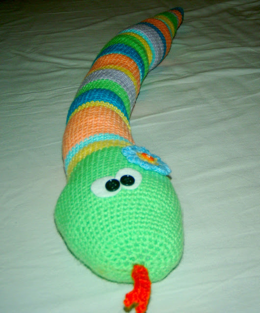 crochet baby girl snake toy stuffed handmade