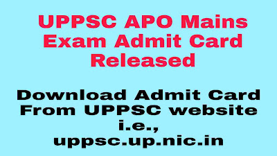 UPPSC APO Mains Admit Card Released, Download UPPSC Assistant Prosecution Officer (APO) Mains Admit Card, Call letter from uppsc.up.nic.in.