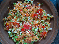 Snake gourd, Carrot,  Green gram sprouts, Tomato, Coconut