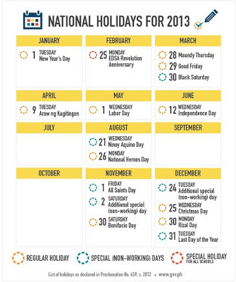 Philippine Holidays and Vacations for 2013 ~ Pagod Ka Na 