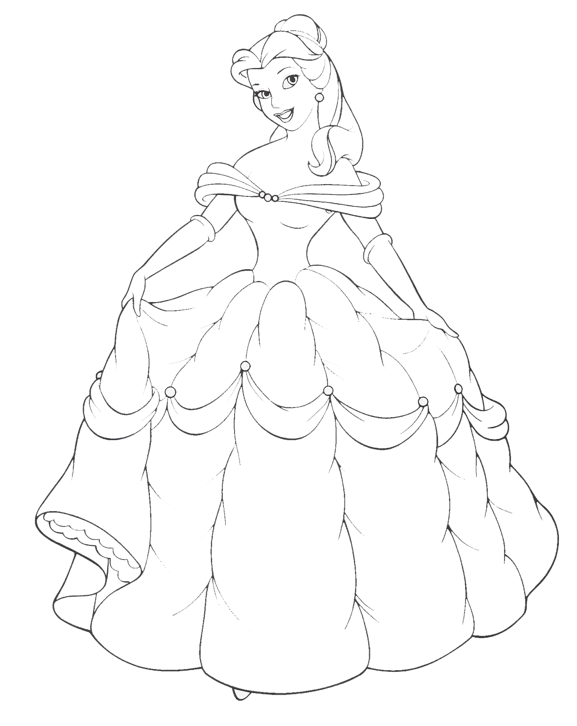 Download Disney Princess Belle and Her Gown Coloring Sheet