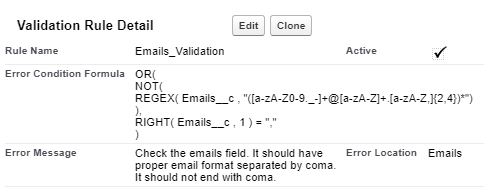 Infallible Techie Multiple Emails Separated By Coma Validation Rule In Salesforce