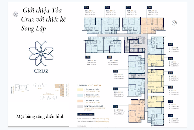 mặt bằng tòa Cruz căn hộ Feliz En Vista