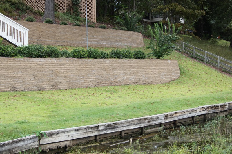 ... Landscaping, Retaining Walls, Paver Driveway around lake house