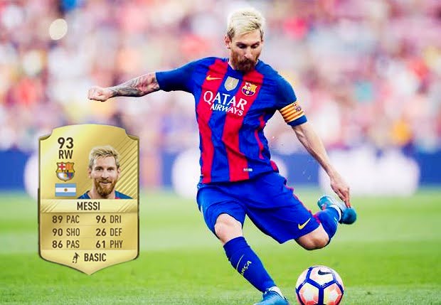 Lionel Messi at the FIFA 17 as 93 
