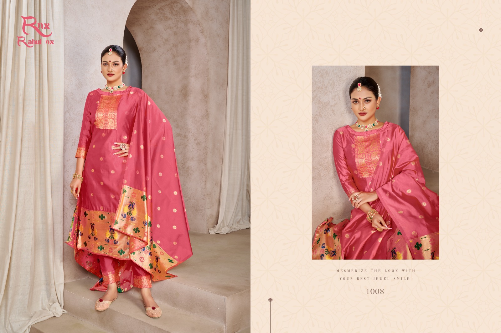 Buy Silk Printed Meenakari Paithni Rahul Nx Pant Style Suits