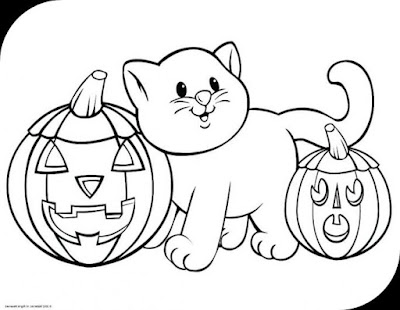 Halloween Coloring Pages Pumpkins and Cat