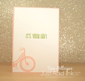 scissorspapercard, Stampin' Up!, Just Add Ink, Bike Ride, Happy Birthday Gorgeous, Stitched Shapes Framelits, Subtle 3D DTIEF, Stamparatus