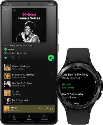 Spotify op smartwatch Samsung