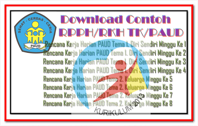 Download Contoh RPPH/RKH TK/PAUD Minggu 1 sampai Minggu 34
