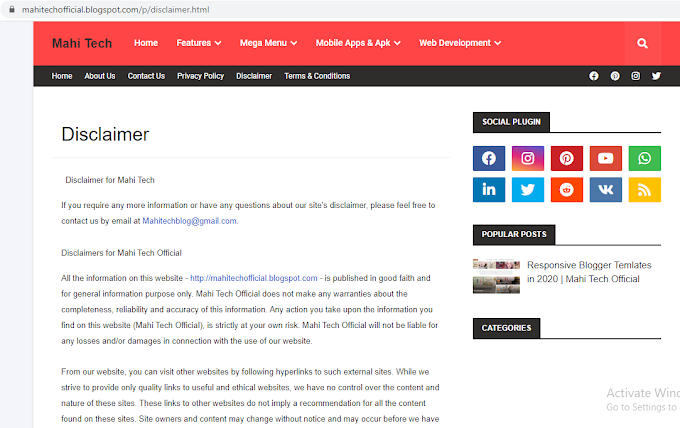 How to make disclaimer page for blogger website free