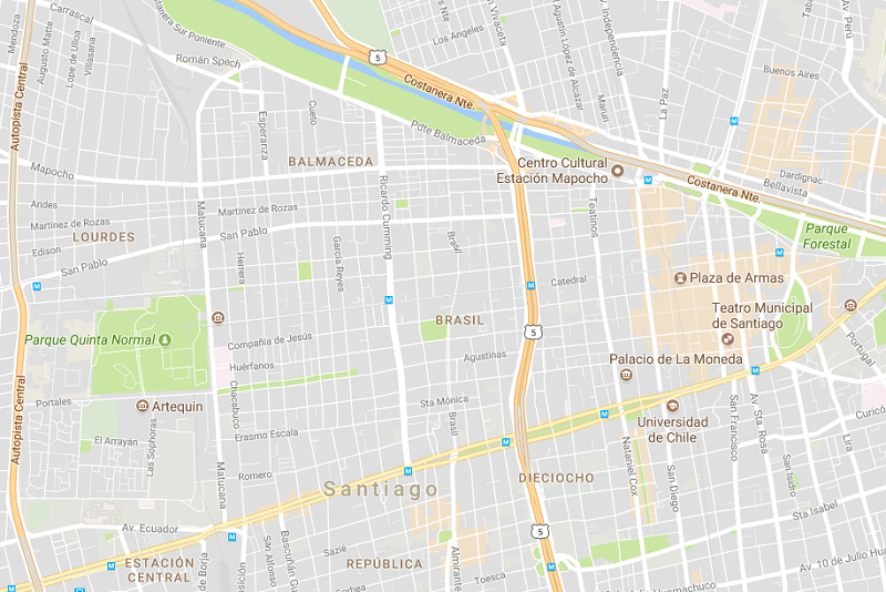 Mapa turístico de Santiago do Chile | Dicas do Chile
